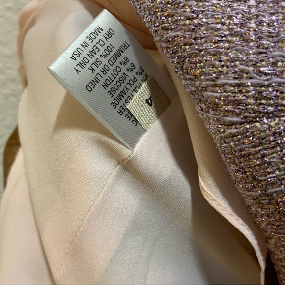 $1595 New LELA ROSE  Shimmery LILAC  Metallic Tweed GODET Flared Dress  4 NWT - Picture 11 of 13